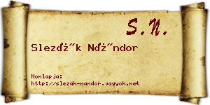 Slezák Nándor névjegykártya